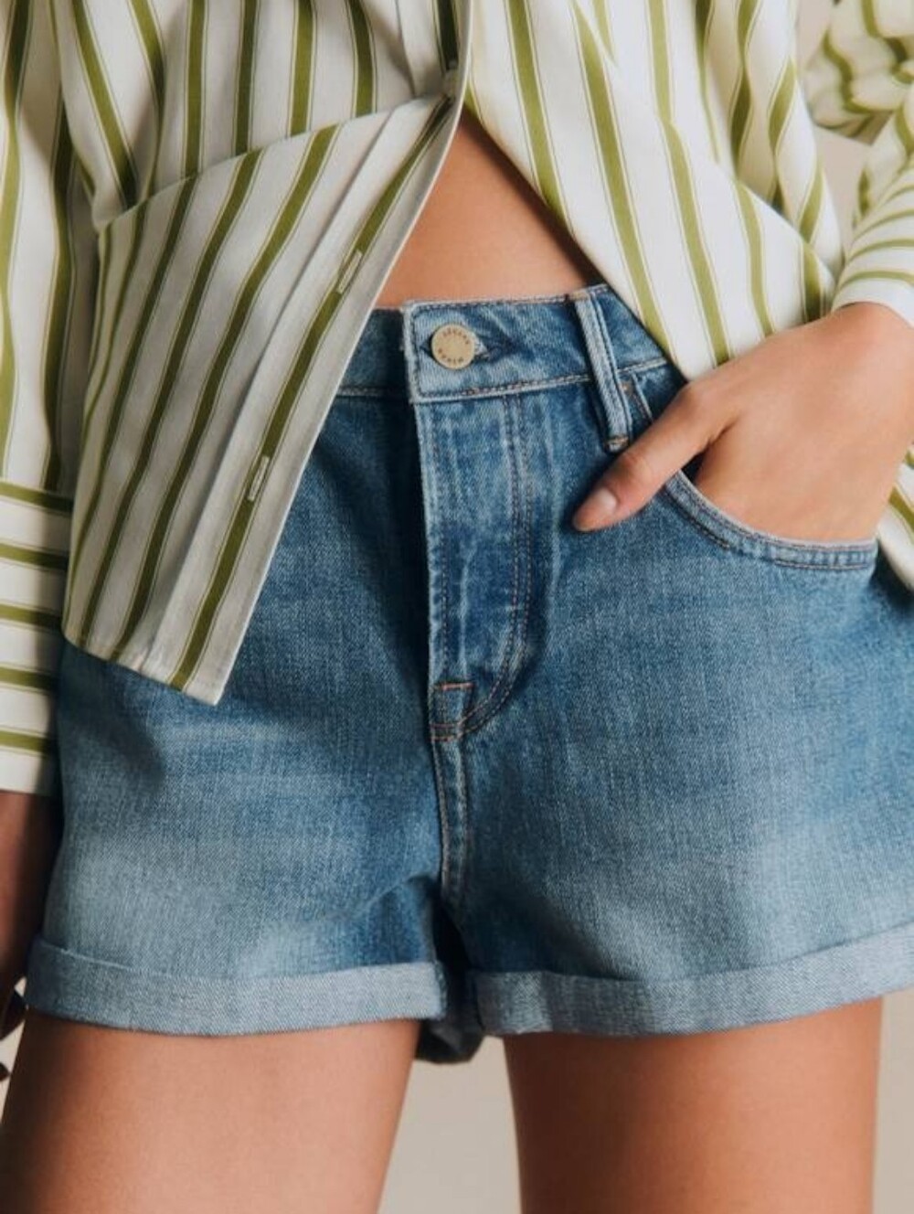 Sezane Light Blue Denim Jean Shorts